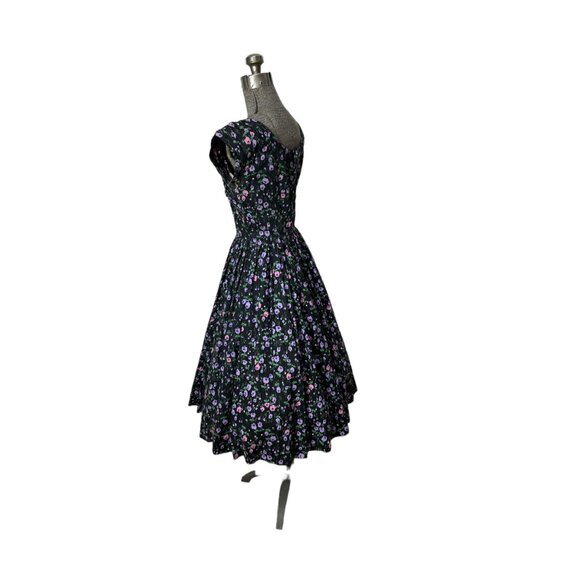 1960s floral day dress with pleated bodice and full skirt Size S - Picture 5 of 6